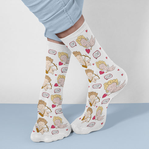 Couple Cupid Themed Socks